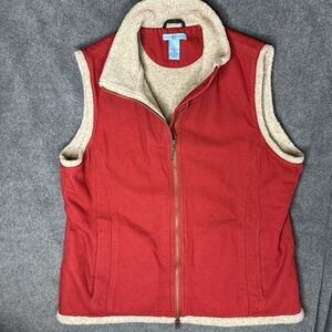 Duluth Trading Co Red Sherpa Lined Canvas Rugged Outdoor Outerwear Winter Vest